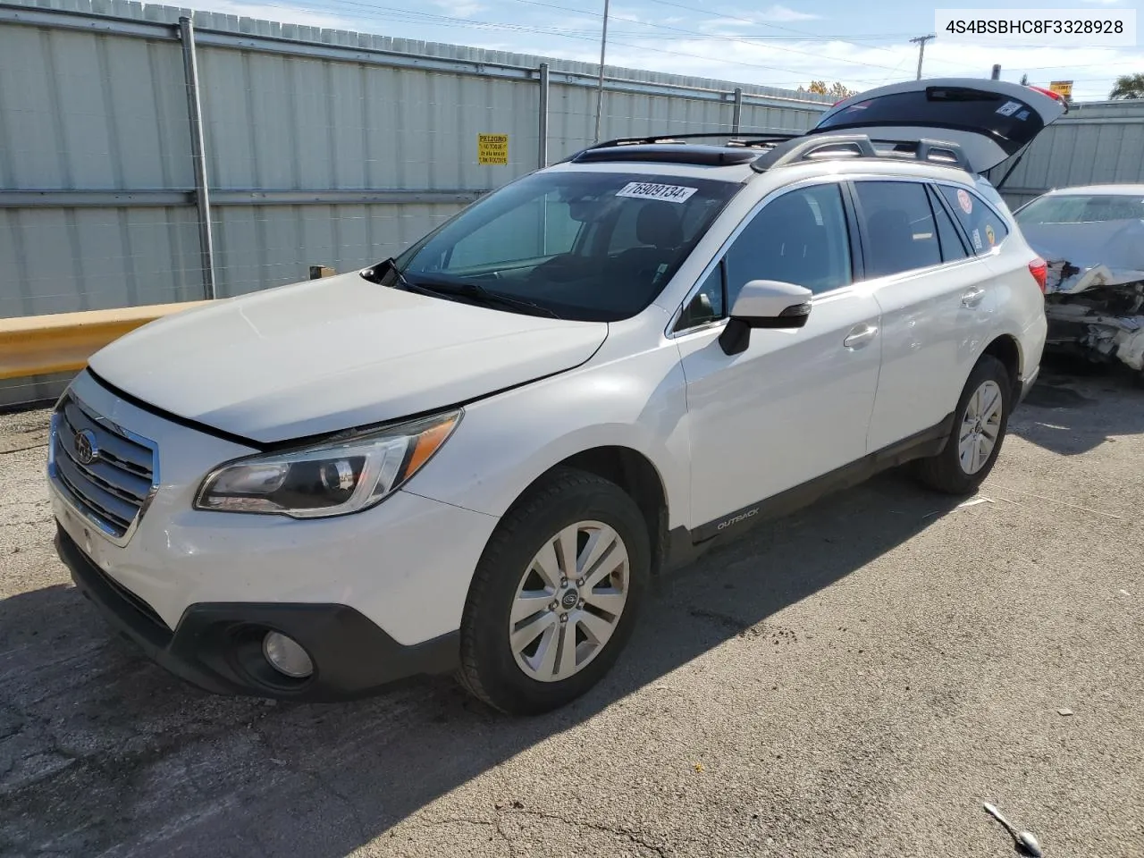 2015 Subaru Outback 2.5I Premium VIN: 4S4BSBHC8F3328928 Lot: 76909134