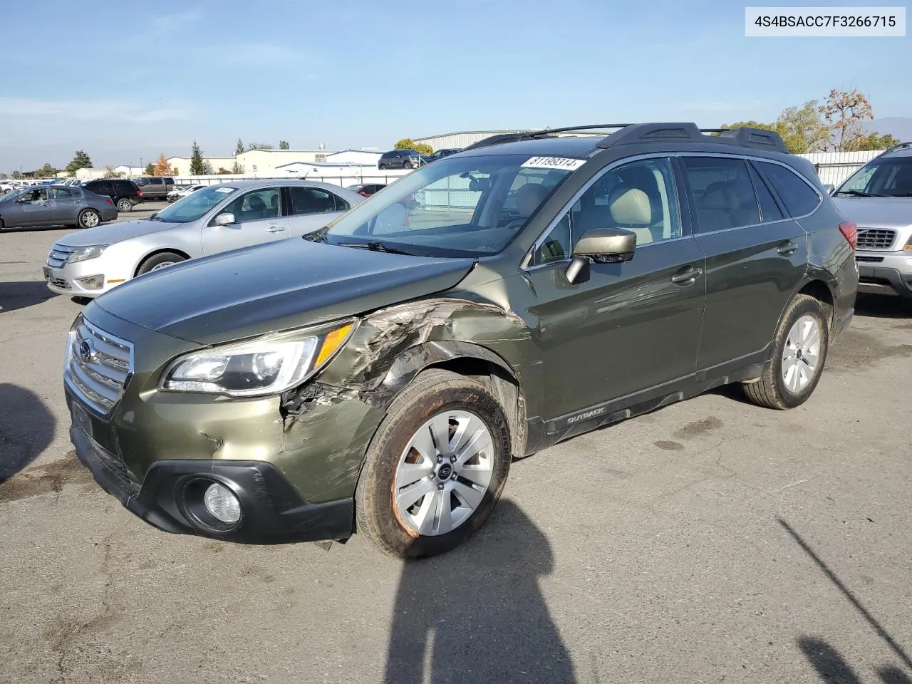 2015 Subaru Outback 2.5I Premium VIN: 4S4BSACC7F3266715 Lot: 81199314