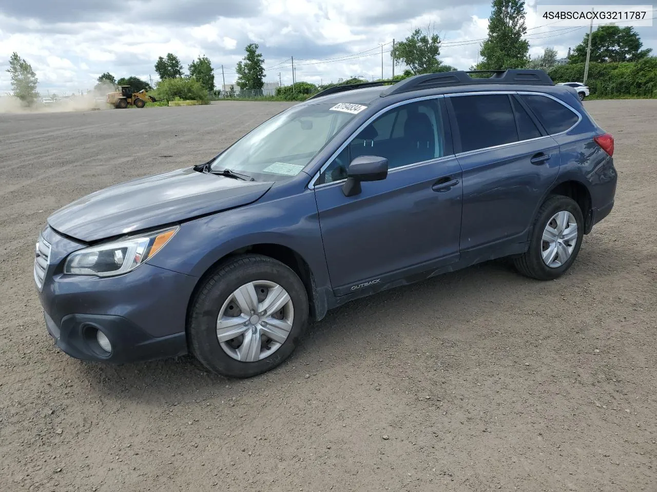 2016 Subaru Outback 2.5I VIN: 4S4BSCACXG3211787 Lot: 63194834