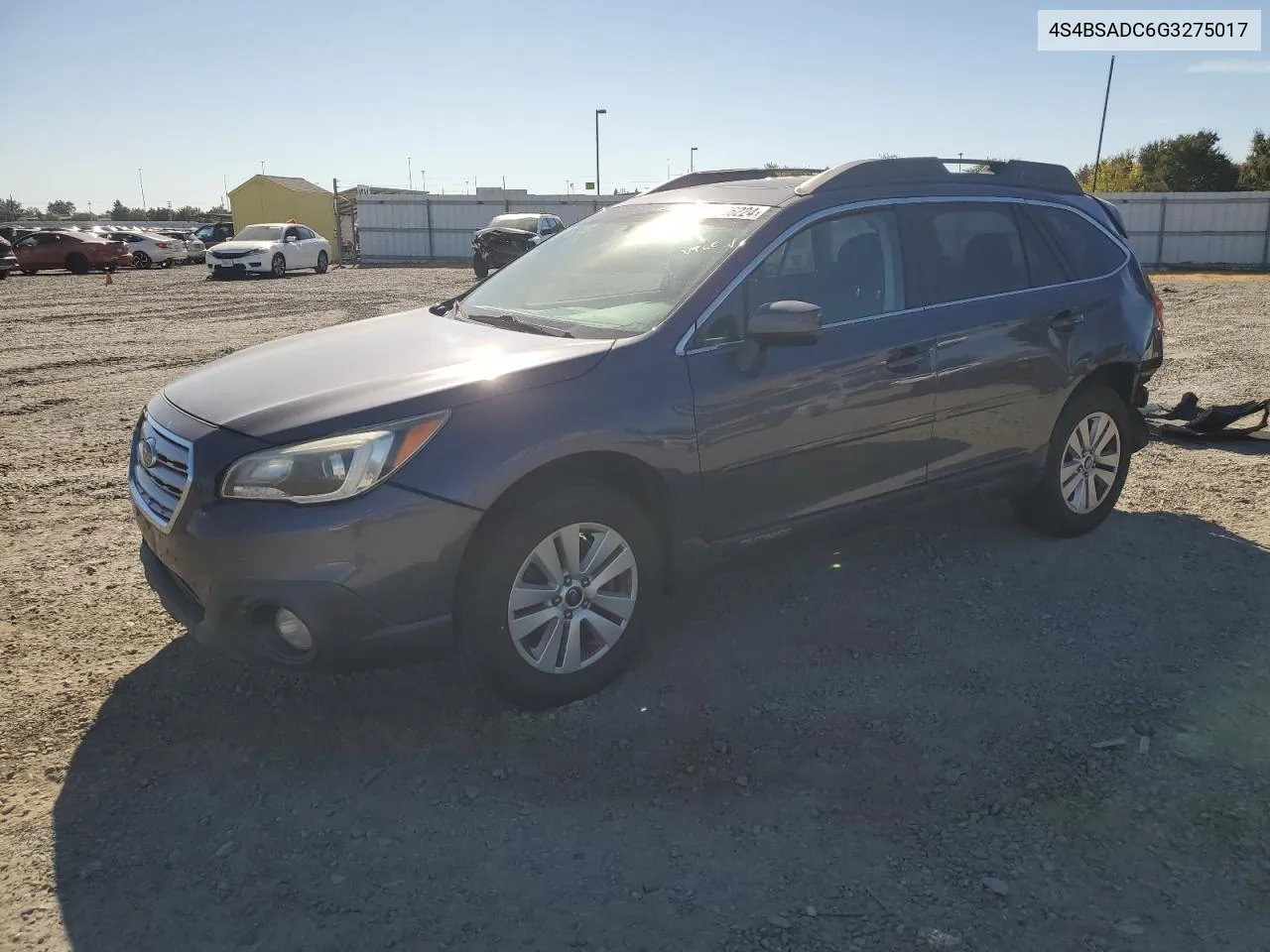 2016 Subaru Outback 2.5I Premium VIN: 4S4BSADC6G3275017 Lot: 70726224