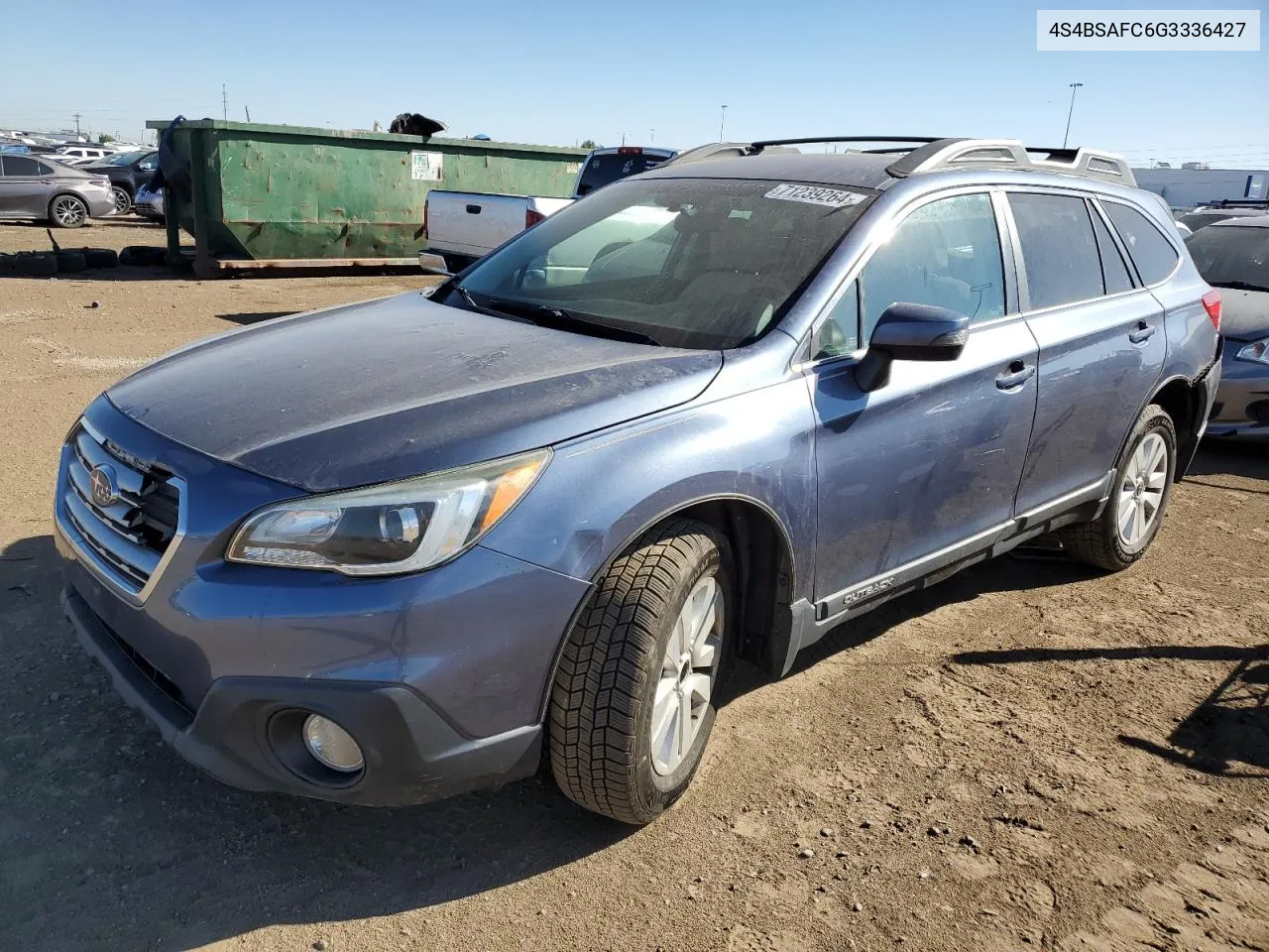 2016 Subaru Outback 2.5I Premium VIN: 4S4BSAFC6G3336427 Lot: 71239264