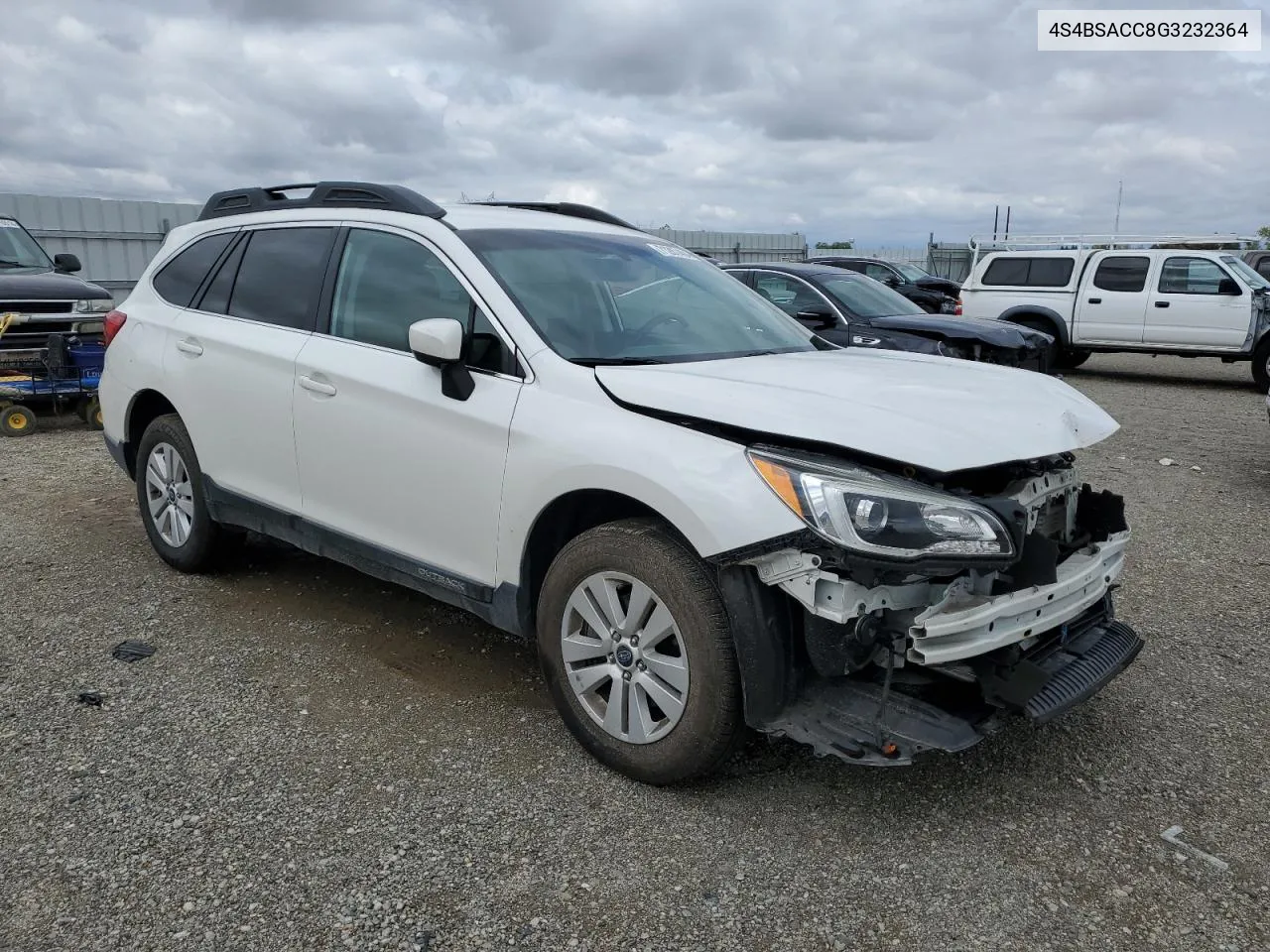 2016 Subaru Outback 2.5I Premium VIN: 4S4BSACC8G3232364 Lot: 71287404