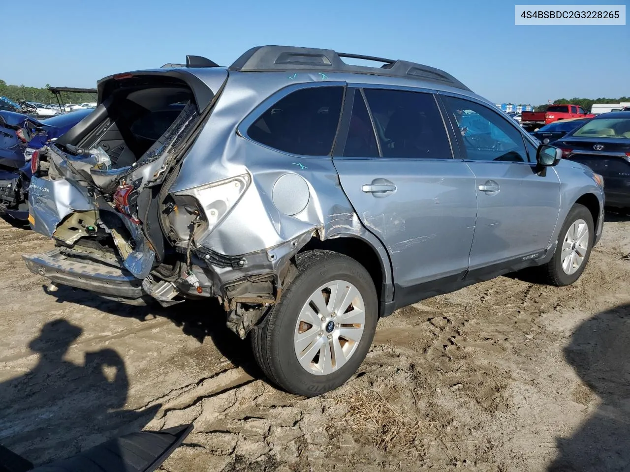 2016 Subaru Outback 2.5I Premium VIN: 4S4BSBDC2G3228265 Lot: 71351044