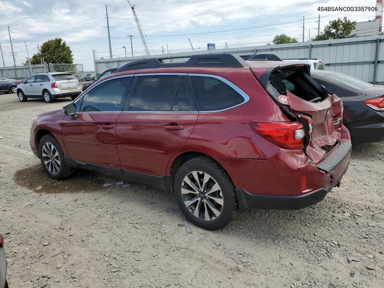 2016 Subaru Outback 2.5I Limited VIN: 4S4BSANC0G3357906 Lot: 71621294