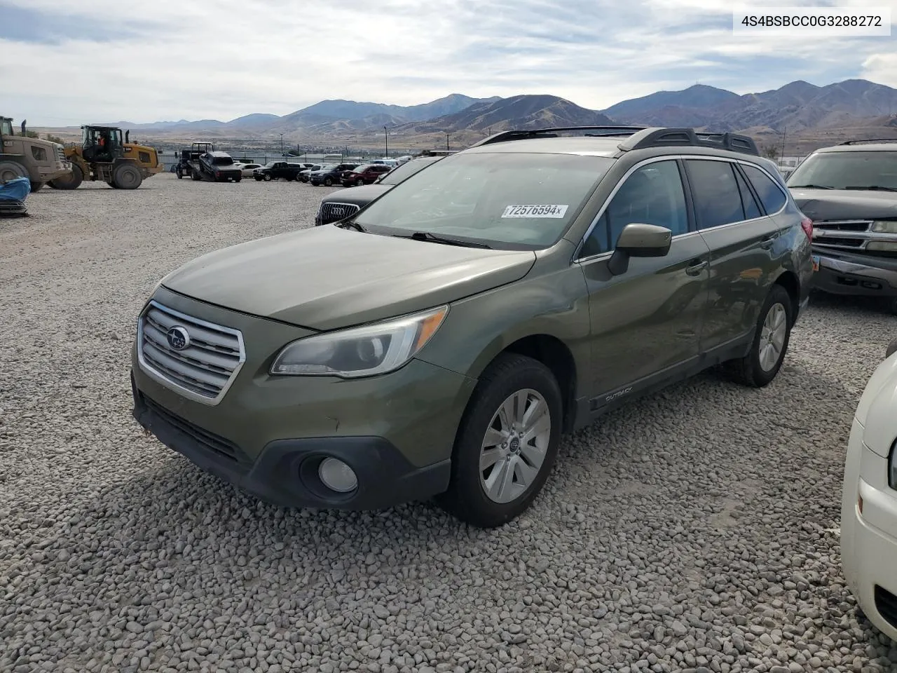 2016 Subaru Outback 2.5I Premium VIN: 4S4BSBCC0G3288272 Lot: 72576594