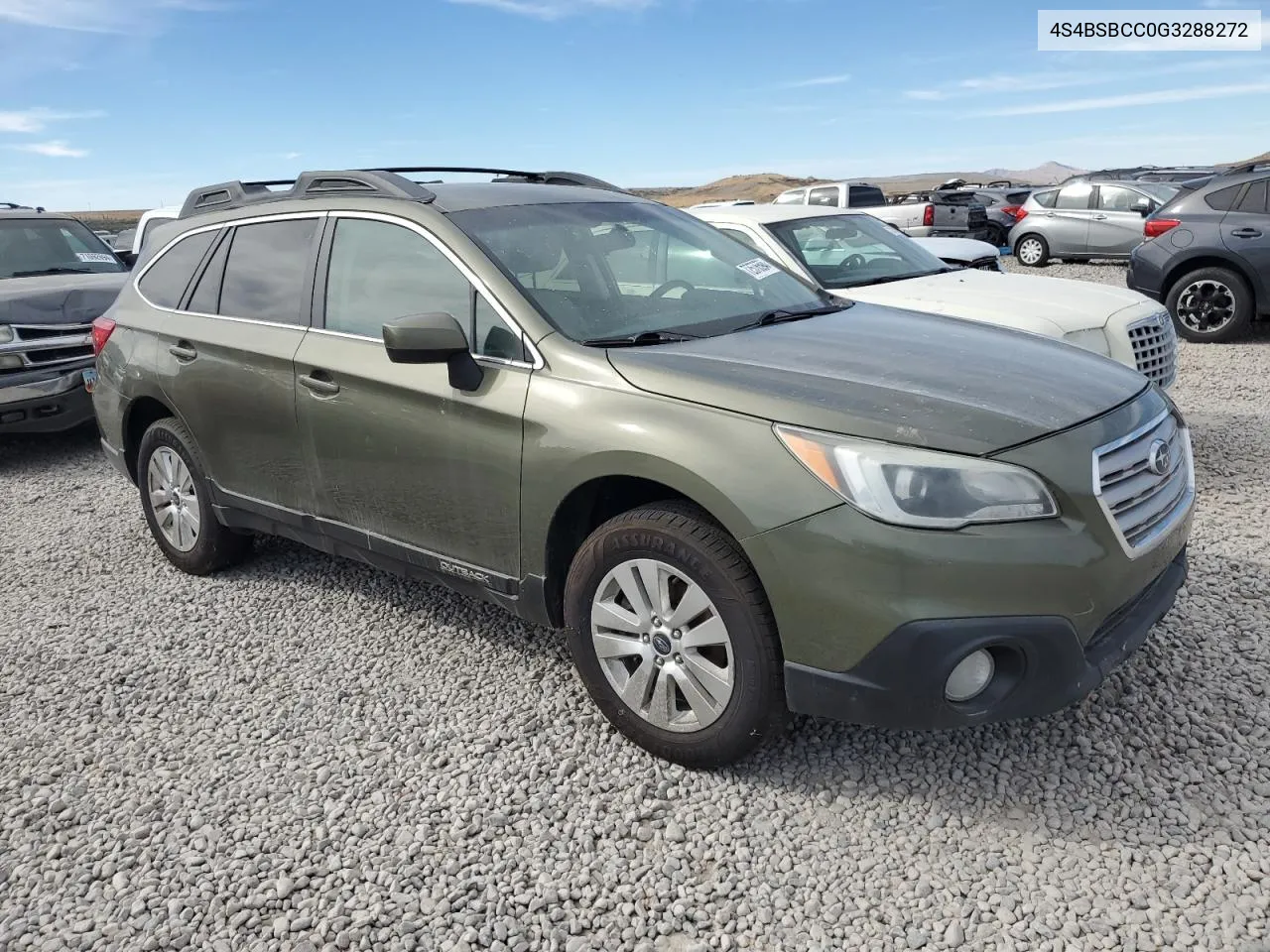 2016 Subaru Outback 2.5I Premium VIN: 4S4BSBCC0G3288272 Lot: 72576594