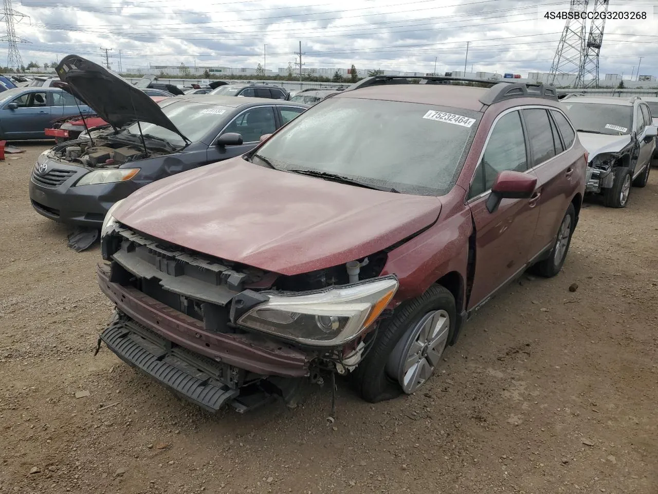 2016 Subaru Outback 2.5I Premium VIN: 4S4BSBCC2G3203268 Lot: 75232464