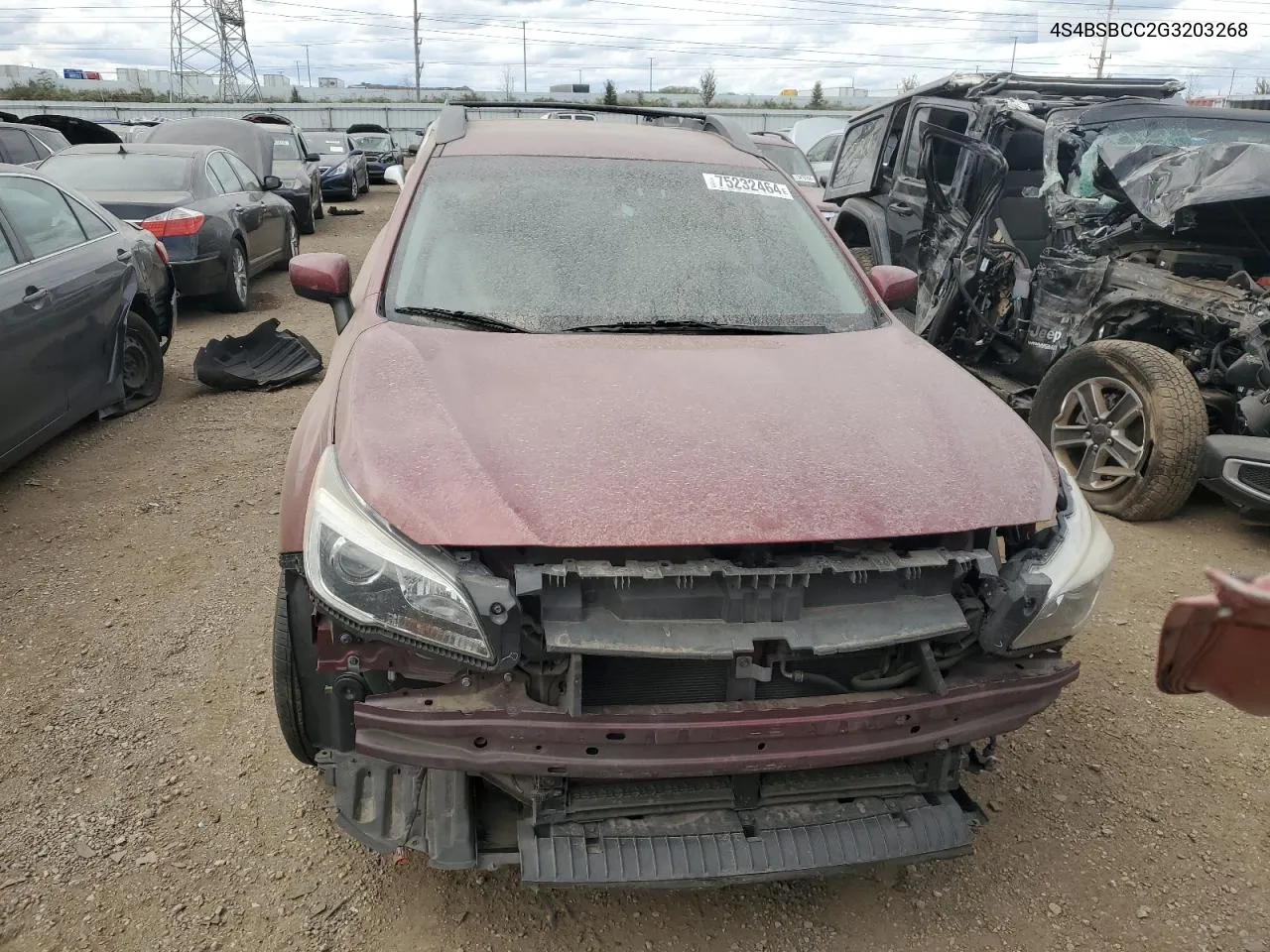 2016 Subaru Outback 2.5I Premium VIN: 4S4BSBCC2G3203268 Lot: 75232464