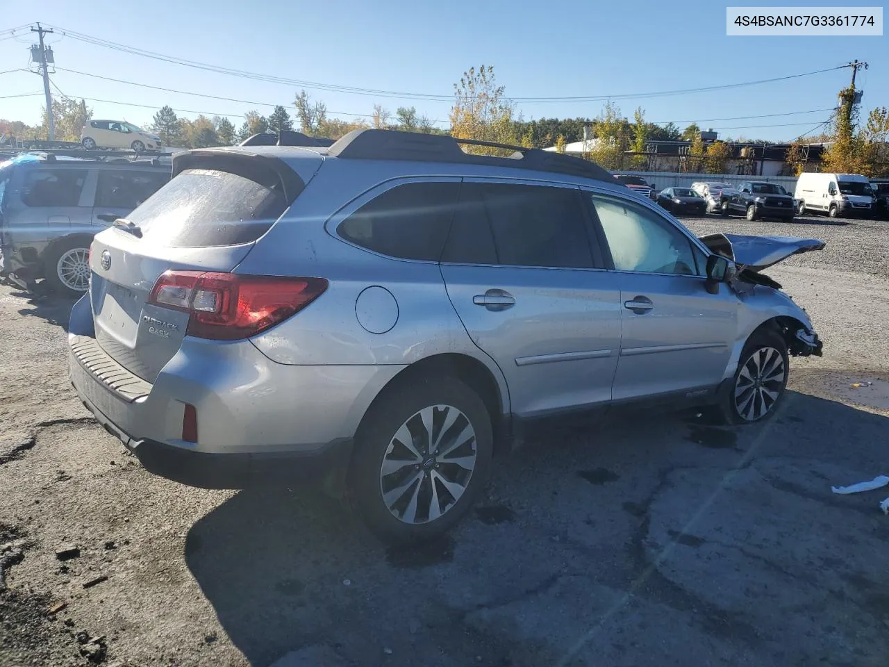 2016 Subaru Outback 2.5I Limited VIN: 4S4BSANC7G3361774 Lot: 76285864