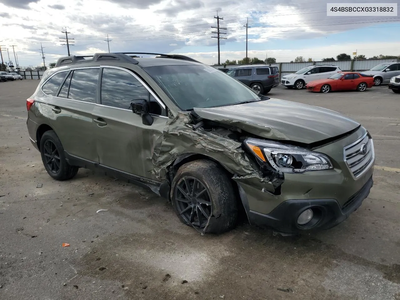 2016 Subaru Outback 2.5I Premium VIN: 4S4BSBCCXG3318832 Lot: 76881174