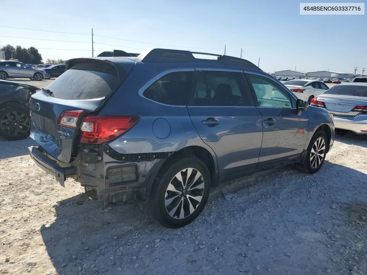 2016 Subaru Outback 3.6R Limited VIN: 4S4BSENC6G3337716 Lot: 80081504