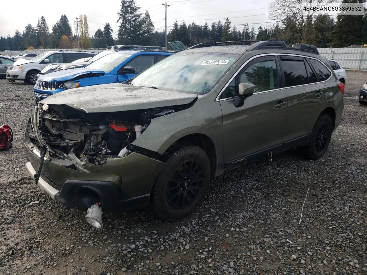 2016 Subaru Outback 2.5I Limited VIN: 4S4BSANC6G3359532 Lot: 80338674