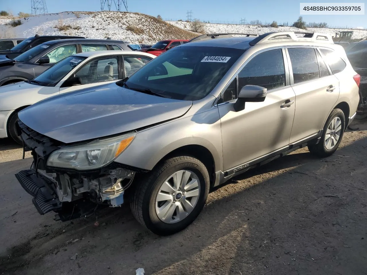 2016 Subaru Outback 2.5I Premium VIN: 4S4BSBHC9G3359705 Lot: 80484654