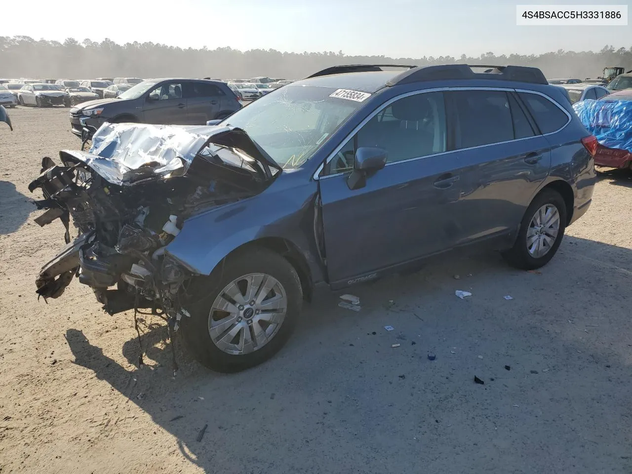 2017 Subaru Outback 2.5I Premium VIN: 4S4BSACC5H3331886 Lot: 47155834