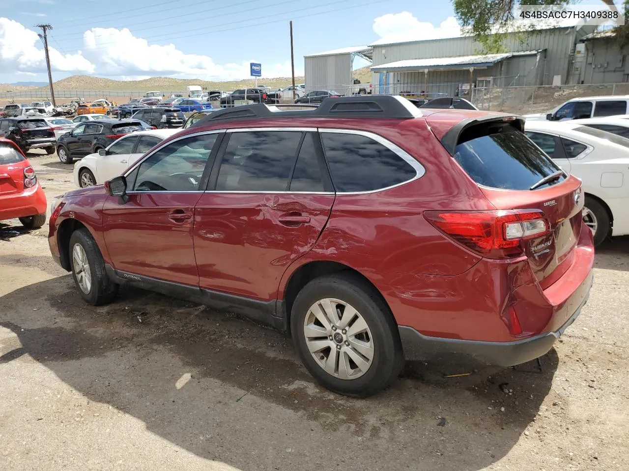 2017 Subaru Outback 2.5I Premium VIN: 4S4BSACC7H3409388 Lot: 66436824