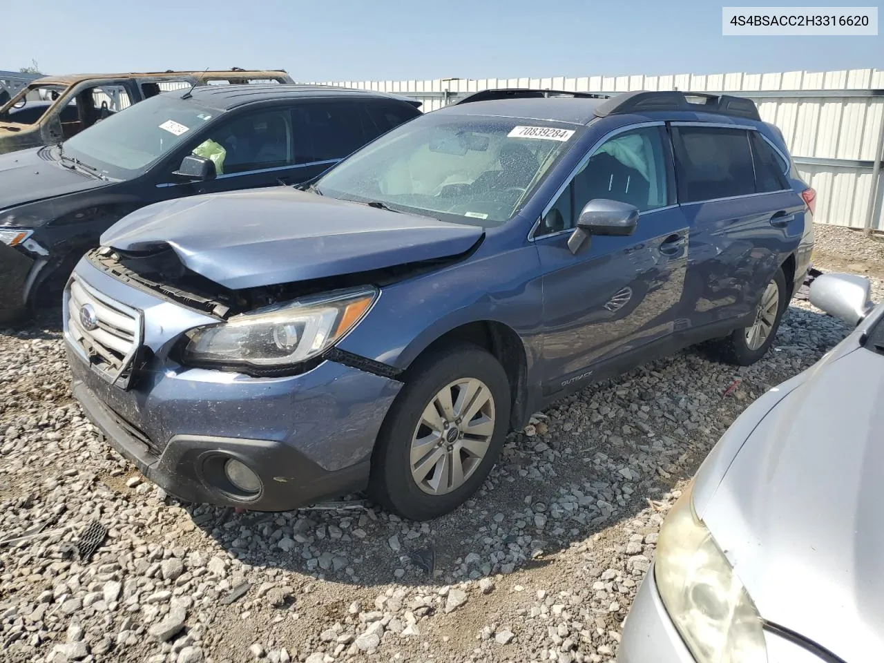 2017 Subaru Outback 2.5I Premium VIN: 4S4BSACC2H3316620 Lot: 70839284