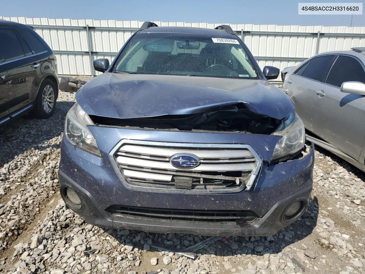 2017 Subaru Outback 2.5I Premium VIN: 4S4BSACC2H3316620 Lot: 70839284