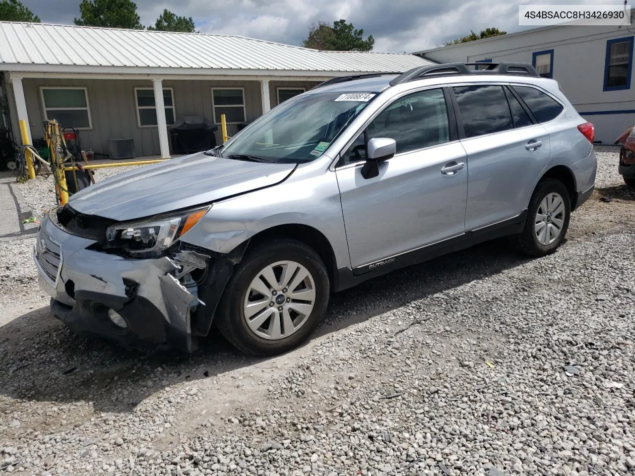 2017 Subaru Outback 2.5I Premium VIN: 4S4BSACC8H3426930 Lot: 71008874