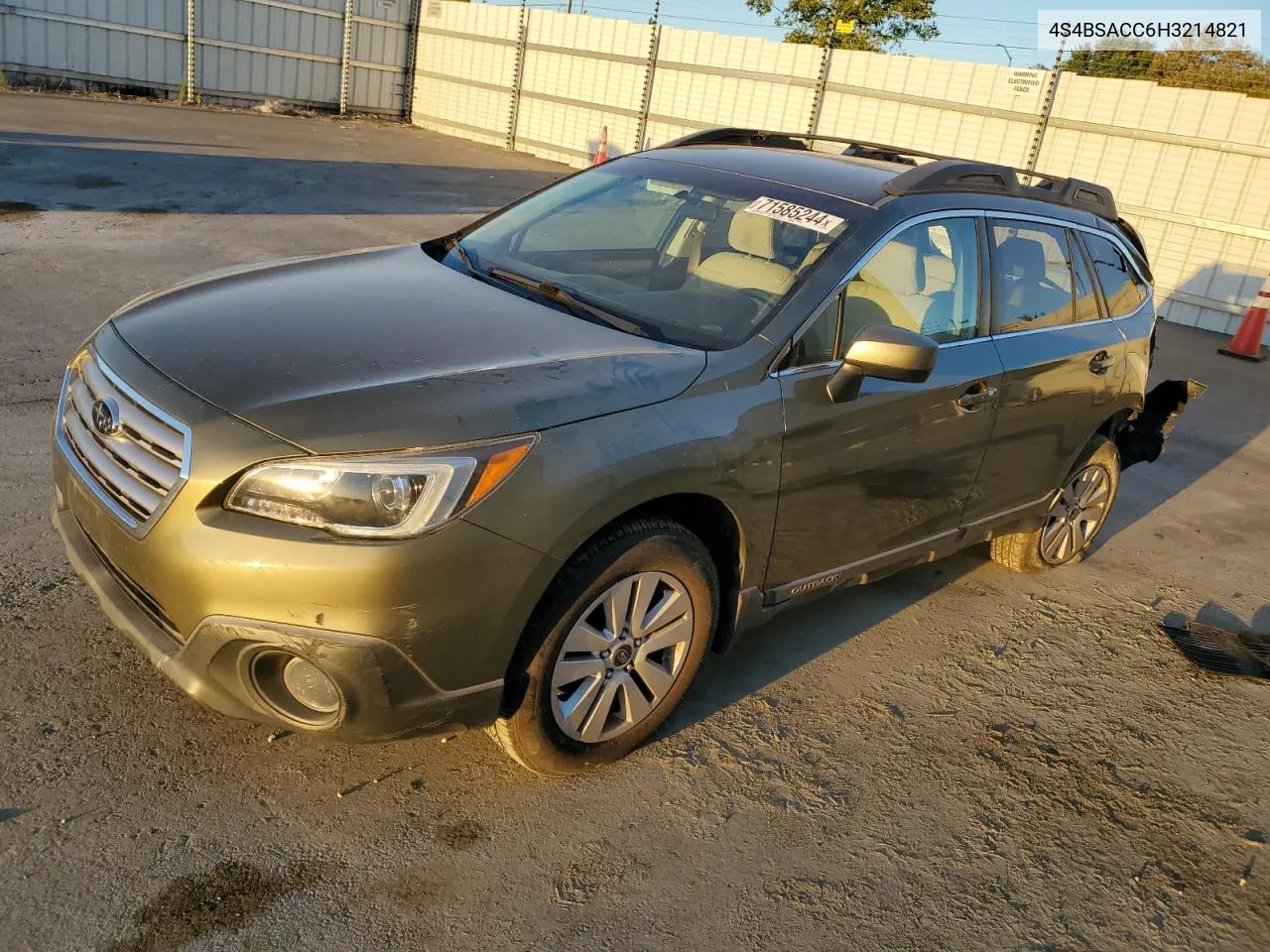 2017 Subaru Outback 2.5I Premium VIN: 4S4BSACC6H3214821 Lot: 71585244