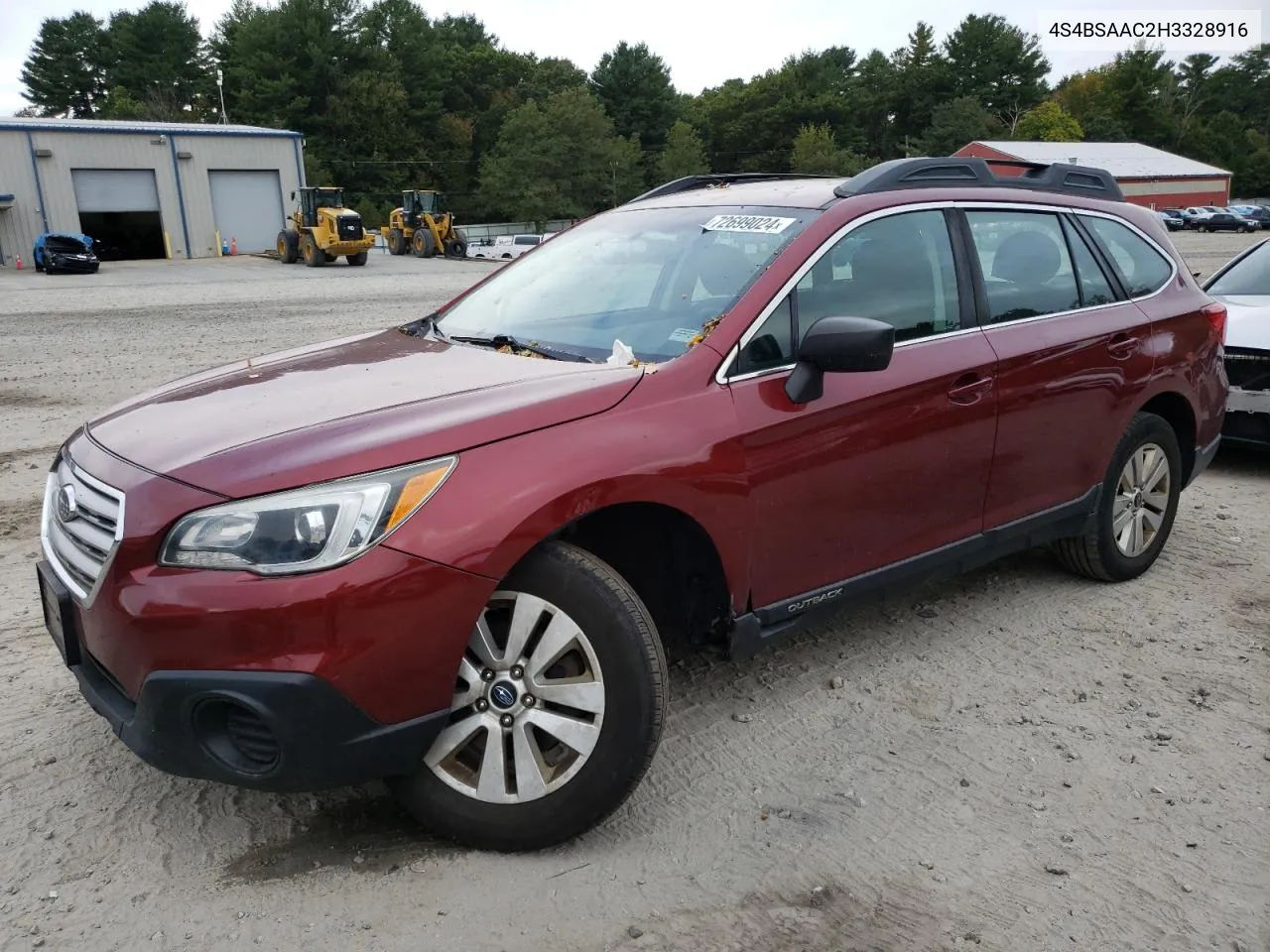 2017 Subaru Outback 2.5I VIN: 4S4BSAAC2H3328916 Lot: 72699024