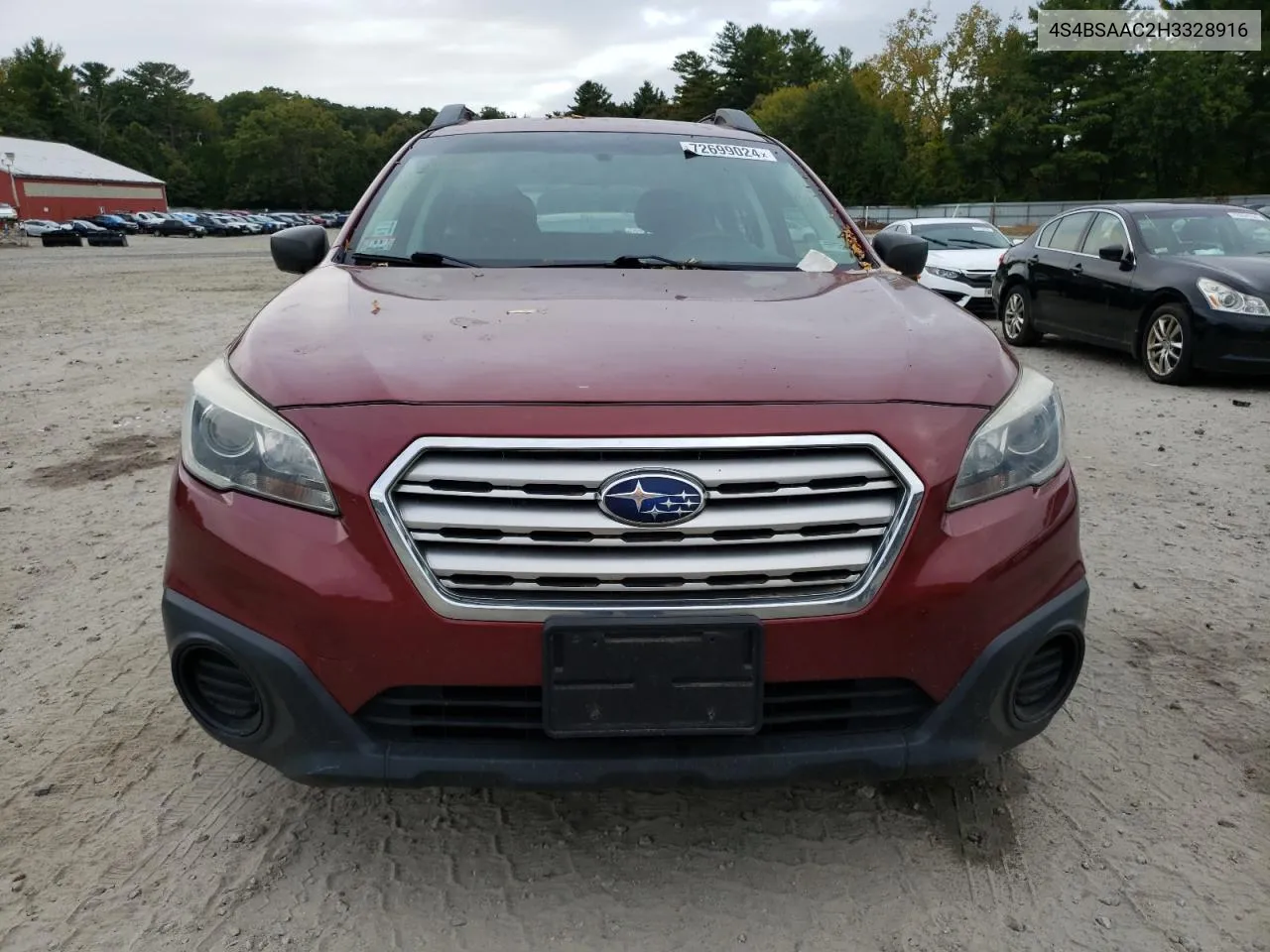 2017 Subaru Outback 2.5I VIN: 4S4BSAAC2H3328916 Lot: 72699024