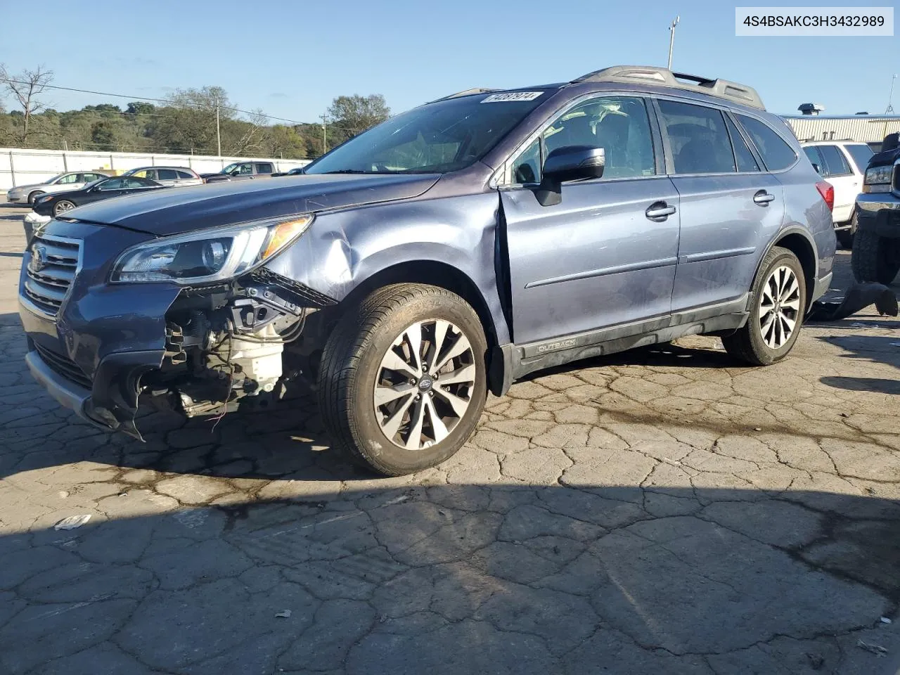 2017 Subaru Outback 2.5I Limited VIN: 4S4BSAKC3H3432989 Lot: 74287974