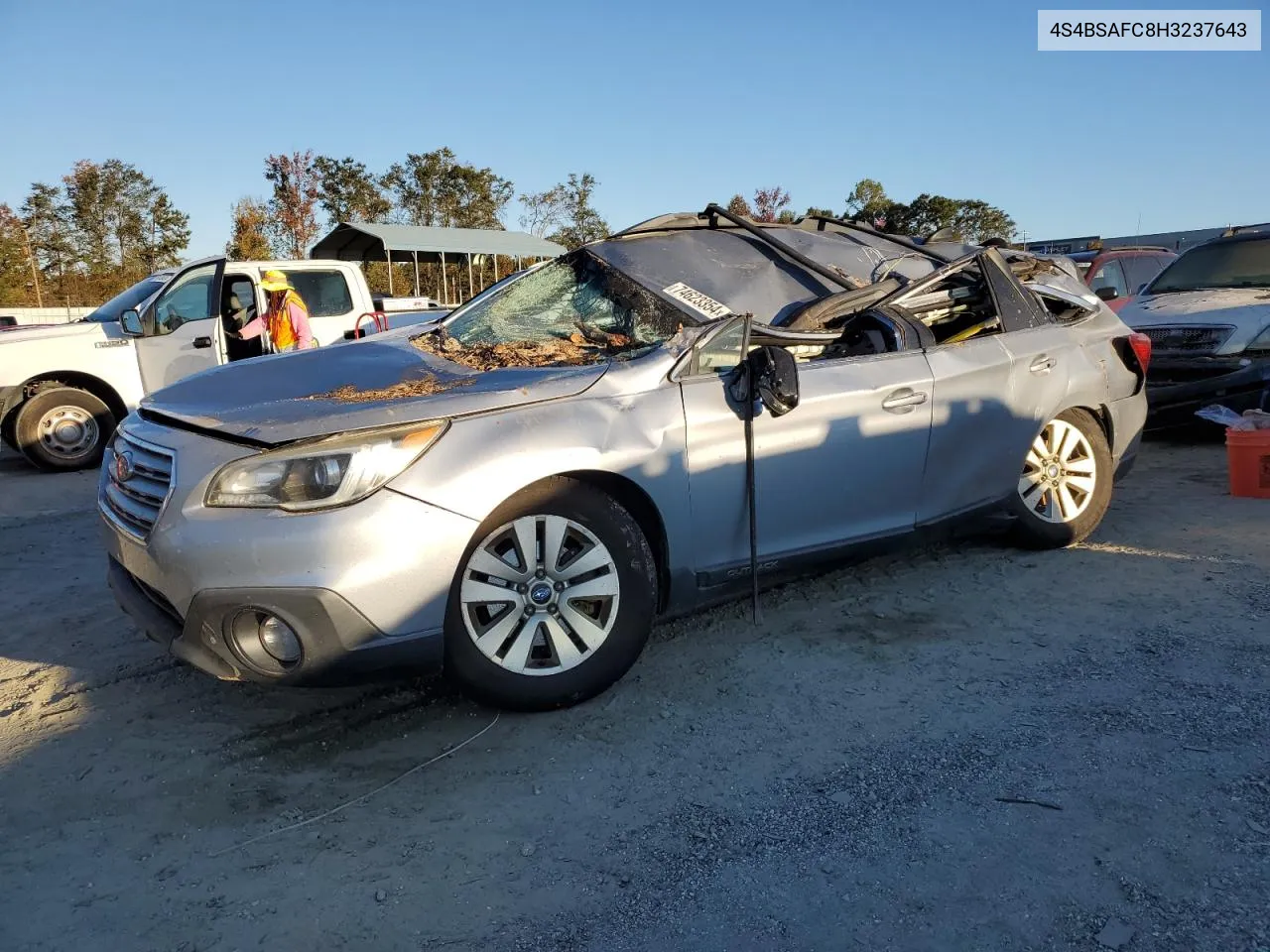 2017 Subaru Outback 2.5I Premium VIN: 4S4BSAFC8H3237643 Lot: 74623354