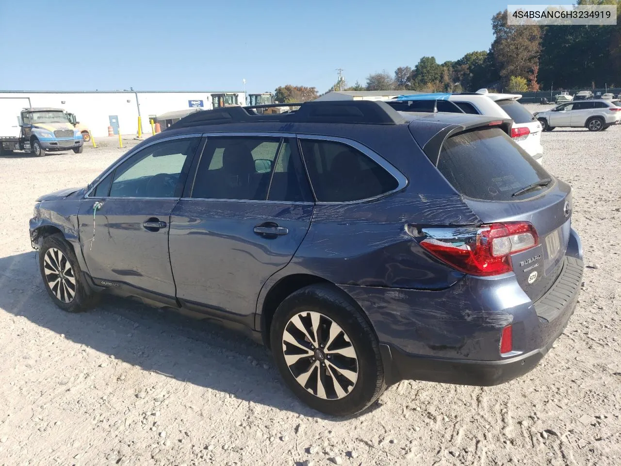 2017 Subaru Outback 2.5I Limited VIN: 4S4BSANC6H3234919 Lot: 76619824