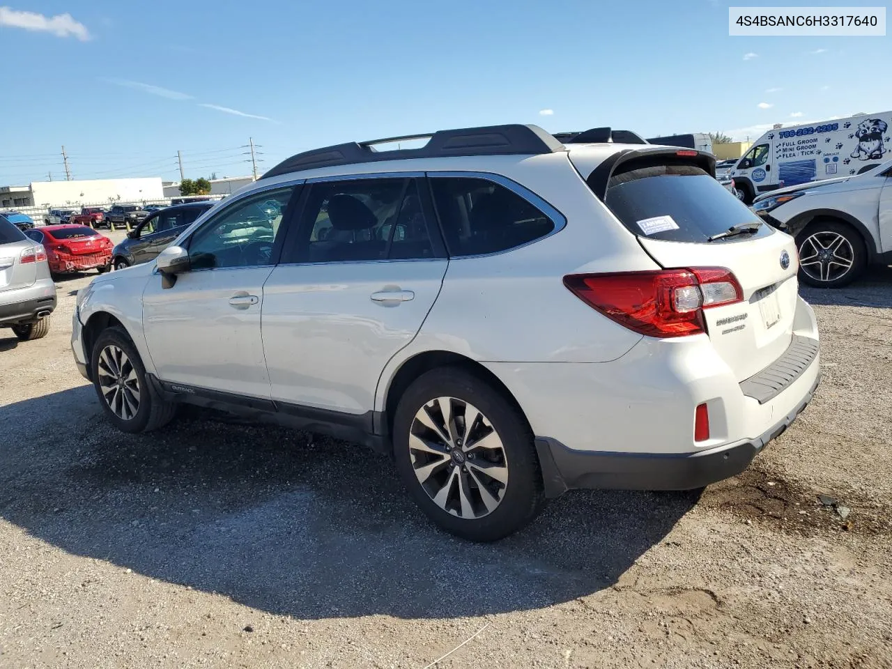 2017 Subaru Outback 2.5I Limited VIN: 4S4BSANC6H3317640 Lot: 78108394