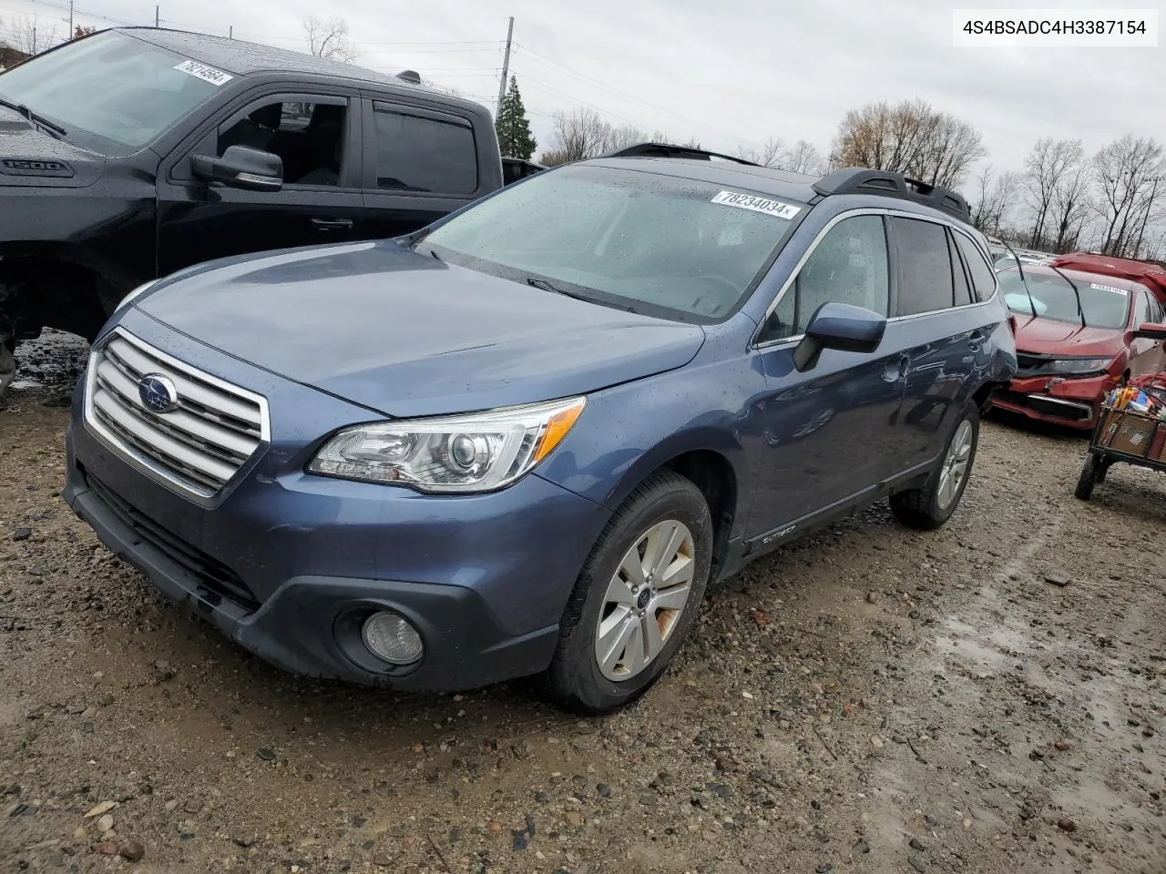 2017 Subaru Outback 2.5I Premium VIN: 4S4BSADC4H3387154 Lot: 78234034