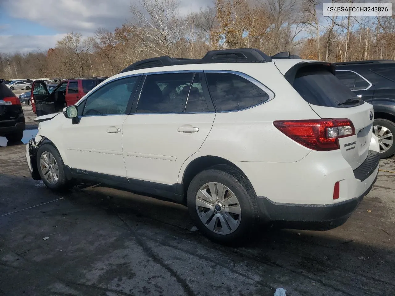 2017 Subaru Outback 2.5I Premium VIN: 4S4BSAFC6H3243876 Lot: 79590604