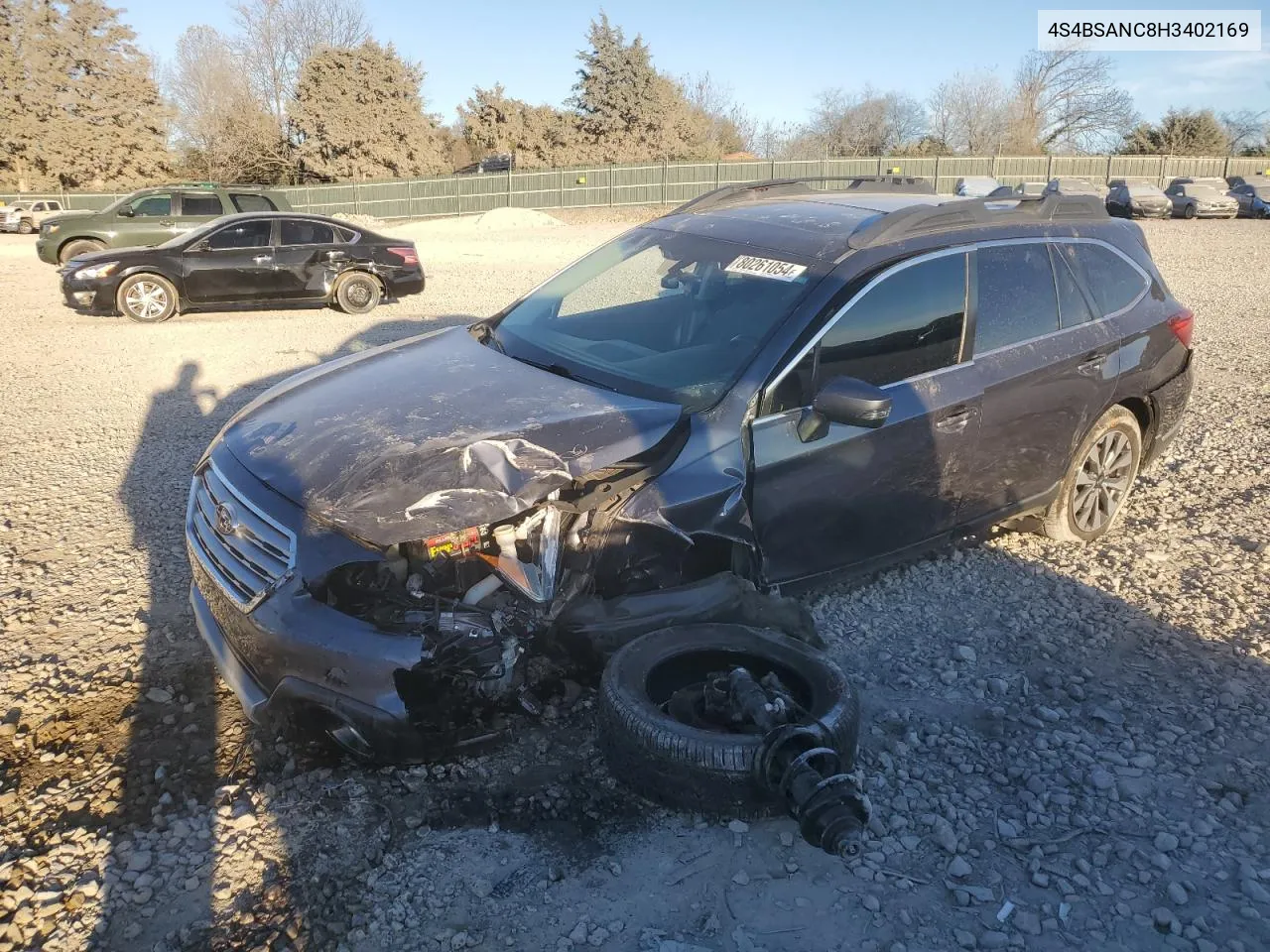 2017 Subaru Outback 2.5I Limited VIN: 4S4BSANC8H3402169 Lot: 80261054