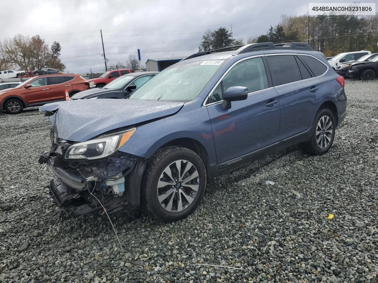 2017 Subaru Outback 2.5I Limited VIN: 4S4BSANC0H3231806 Lot: 80707284