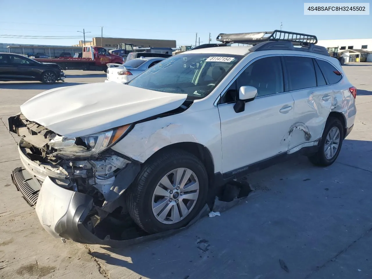 2017 Subaru Outback 2.5I Premium VIN: 4S4BSAFC8H3245502 Lot: 81147154