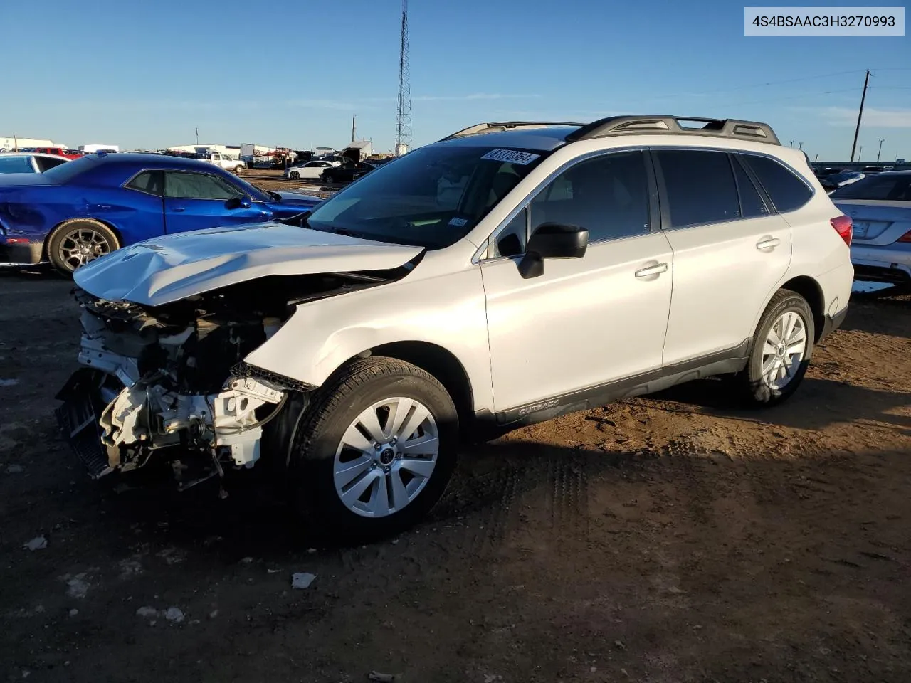 2017 Subaru Outback 2.5I VIN: 4S4BSAAC3H3270993 Lot: 81370364