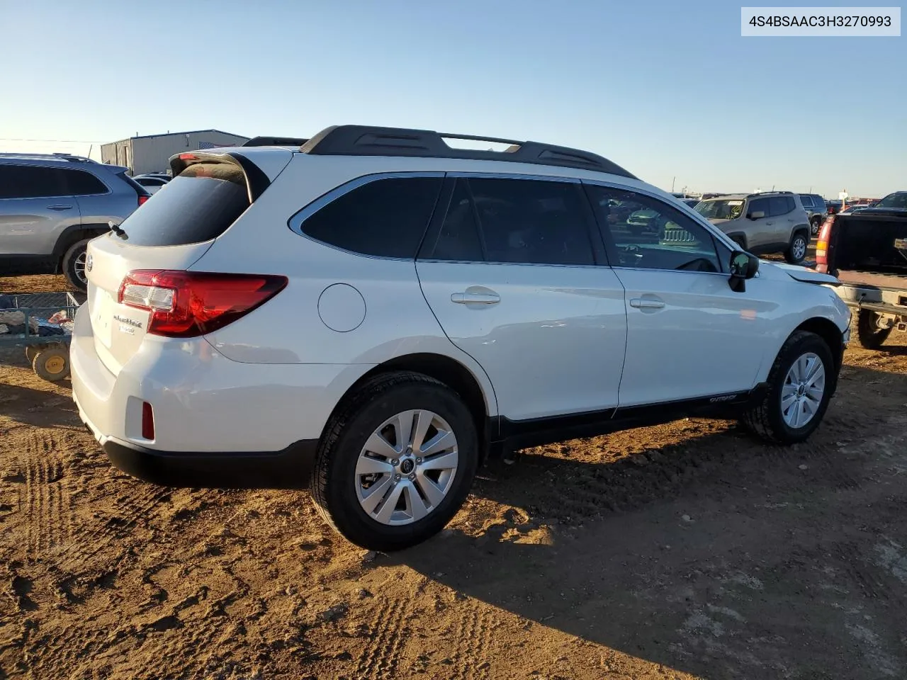 2017 Subaru Outback 2.5I VIN: 4S4BSAAC3H3270993 Lot: 81370364