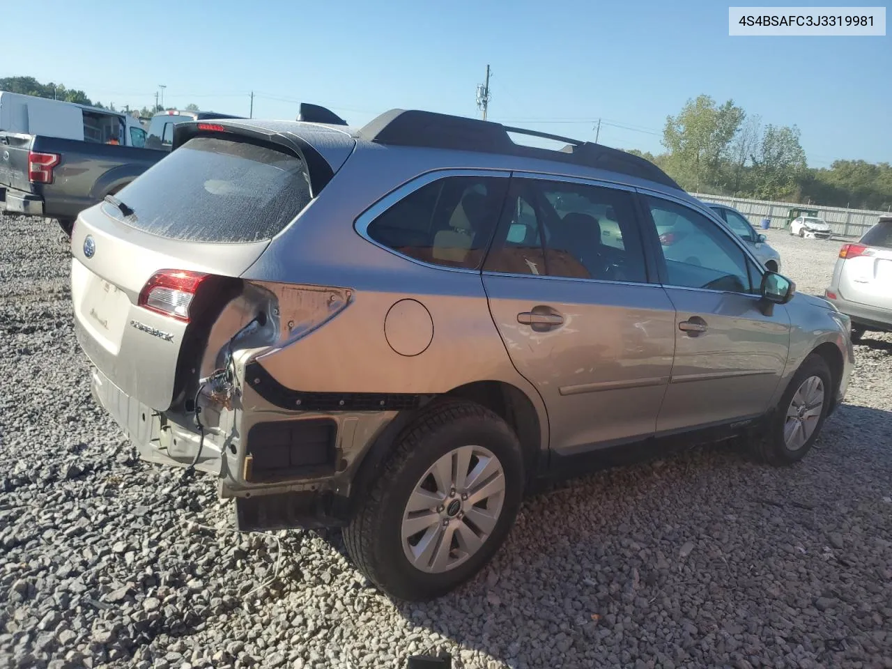 2018 Subaru Outback 2.5I Premium VIN: 4S4BSAFC3J3319981 Lot: 71039084