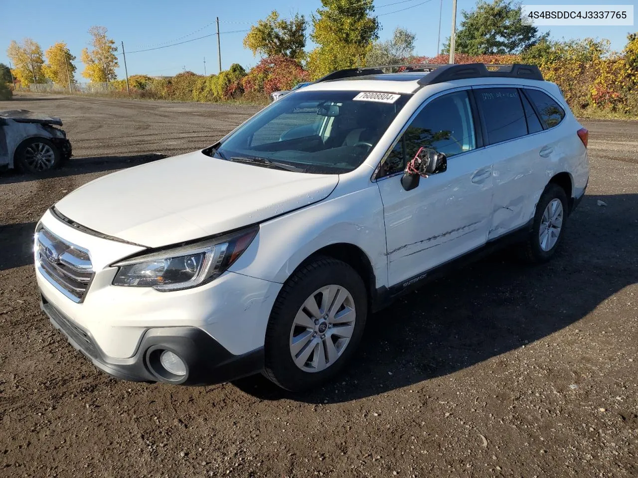 2018 Subaru Outback 2.5I Premium VIN: 4S4BSDDC4J3337765 Lot: 76008804