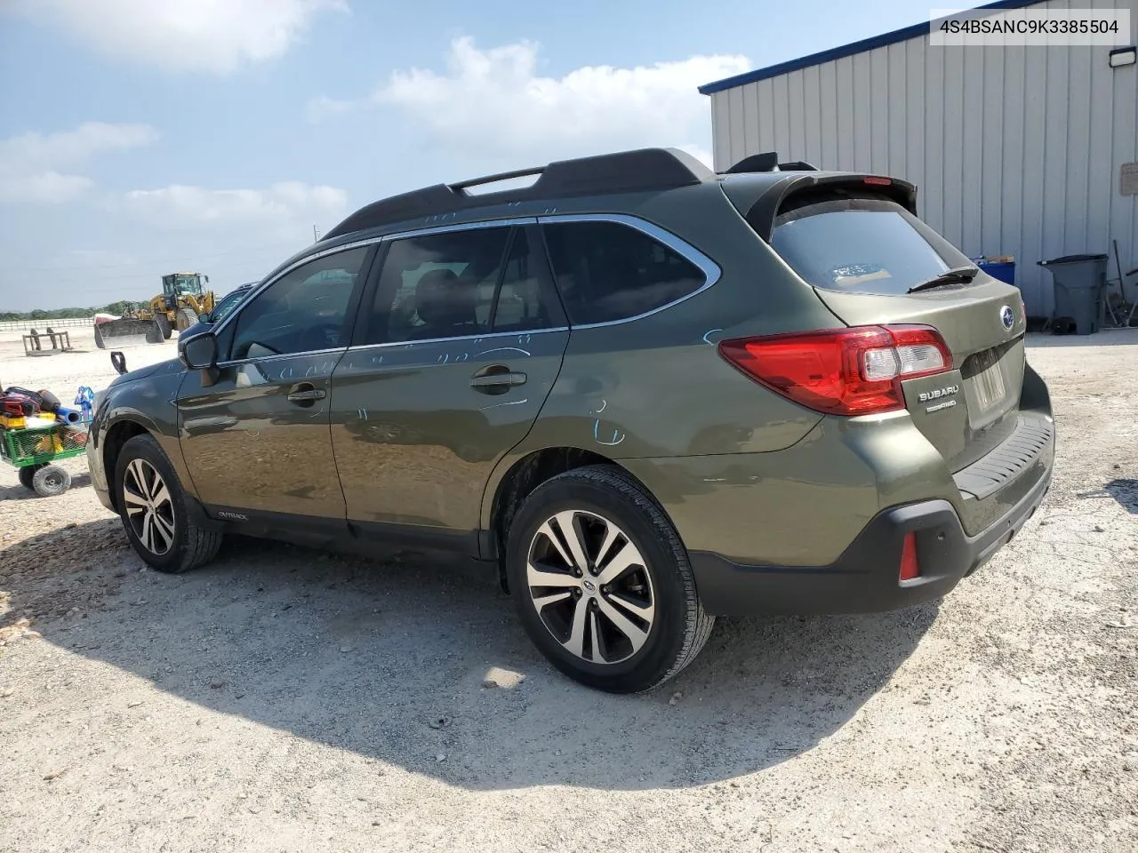 2019 Subaru Outback 2.5I Limited VIN: 4S4BSANC9K3385504 Lot: 55649634