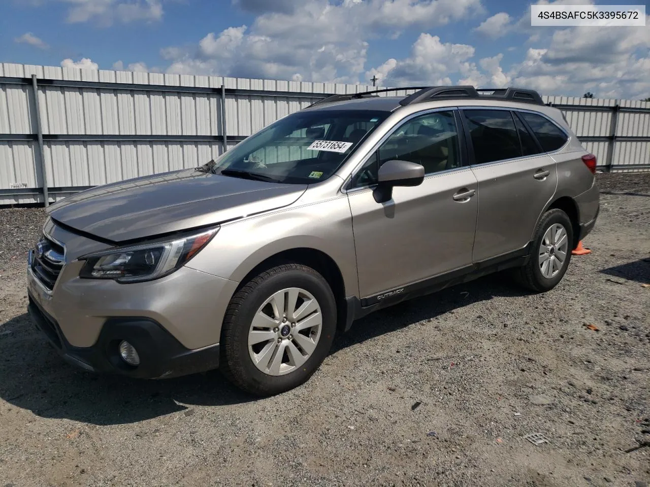 2019 Subaru Outback 2.5I Premium VIN: 4S4BSAFC5K3395672 Lot: 55731654