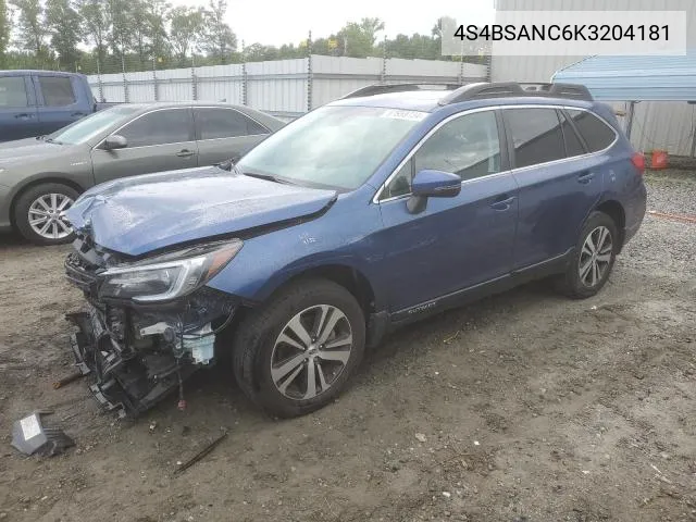 2019 Subaru Outback 2.5I Limited VIN: 4S4BSANC6K3204181 Lot: 59208884