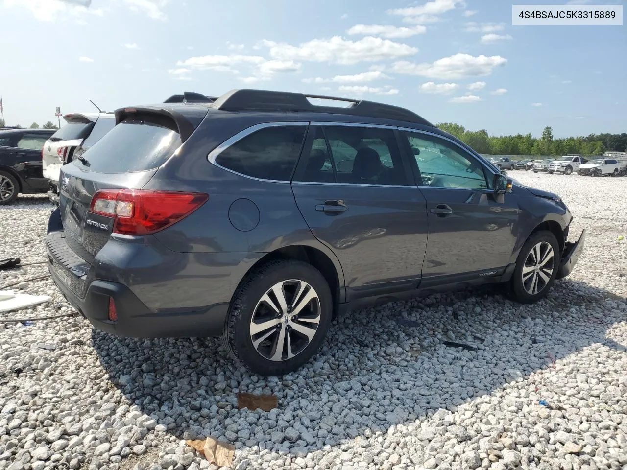 2019 Subaru Outback 2.5I Limited VIN: 4S4BSAJC5K3315889 Lot: 64173644