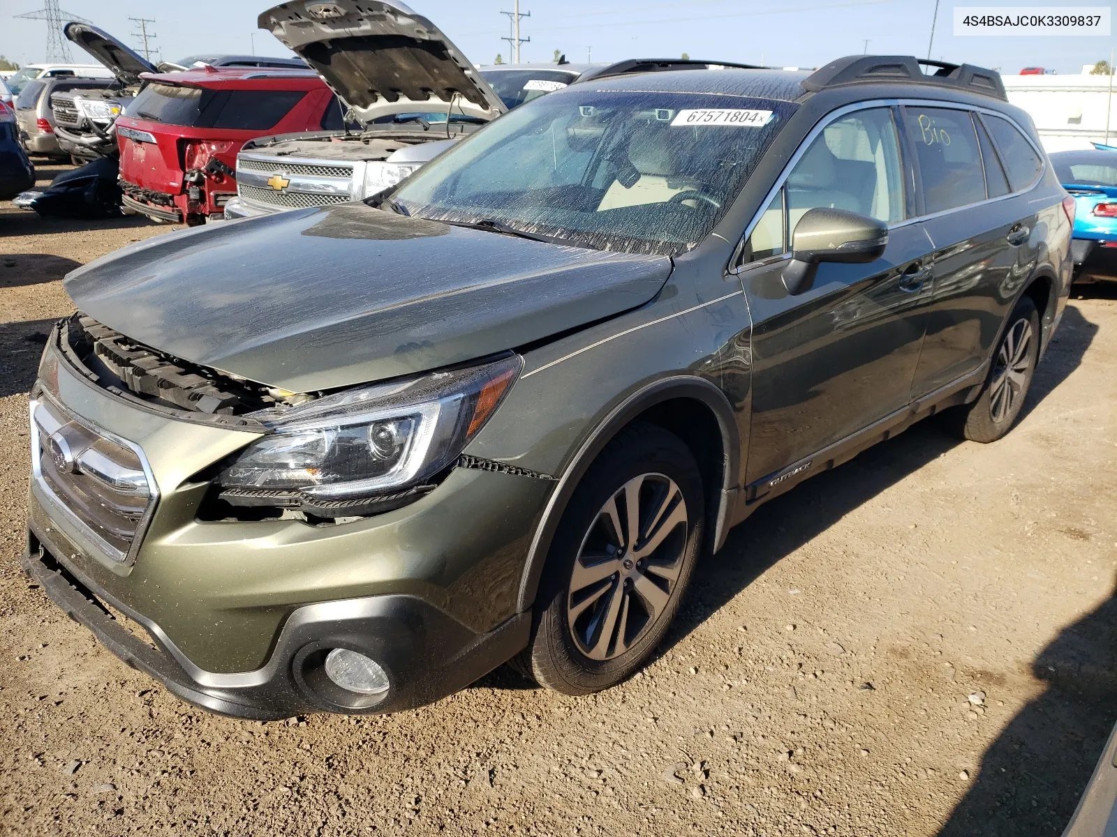 2019 Subaru Outback 2.5I Limited VIN: 4S4BSAJC0K3309837 Lot: 67571804