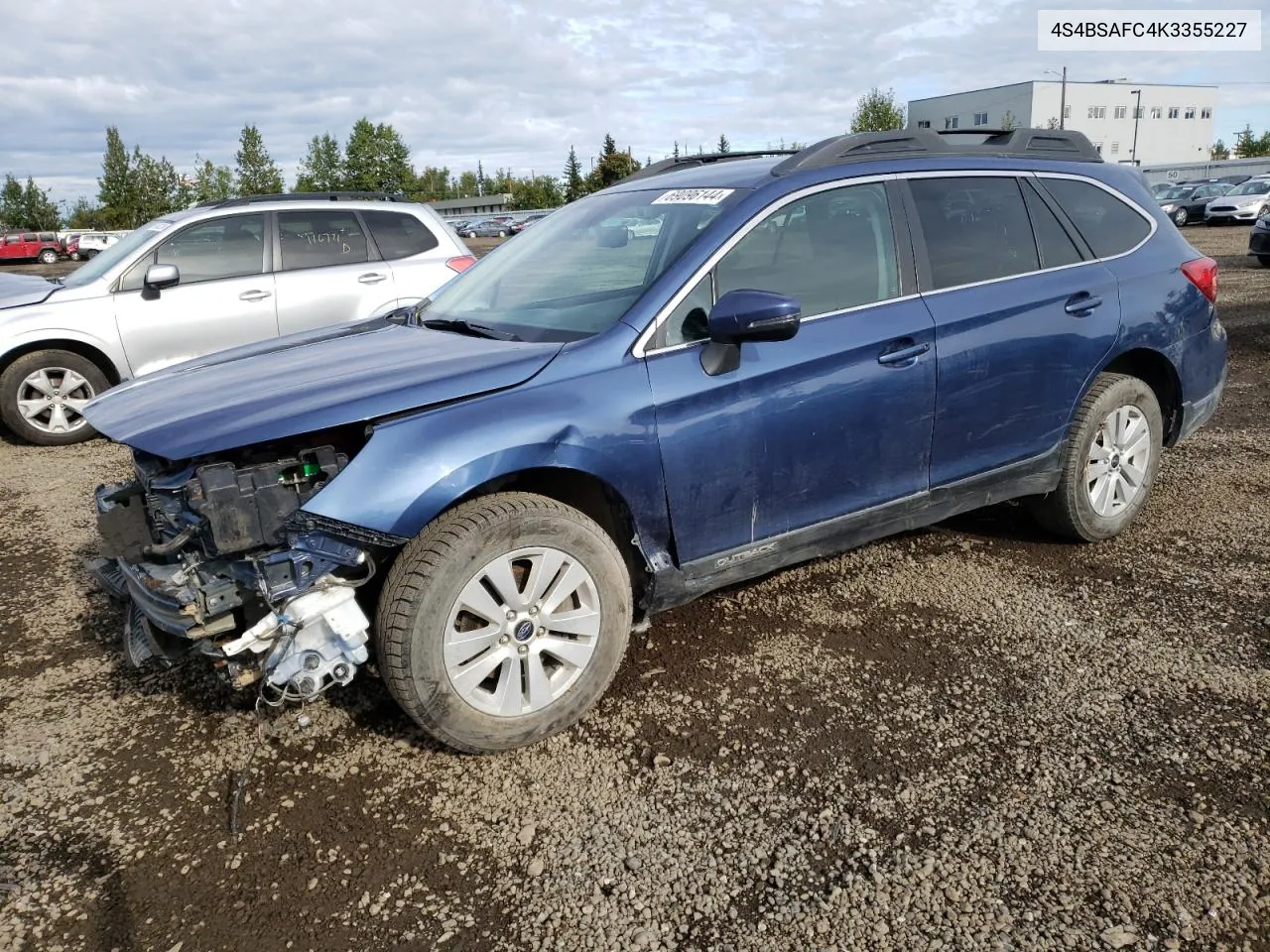 2019 Subaru Outback 2.5I Premium VIN: 4S4BSAFC4K3355227 Lot: 69096144