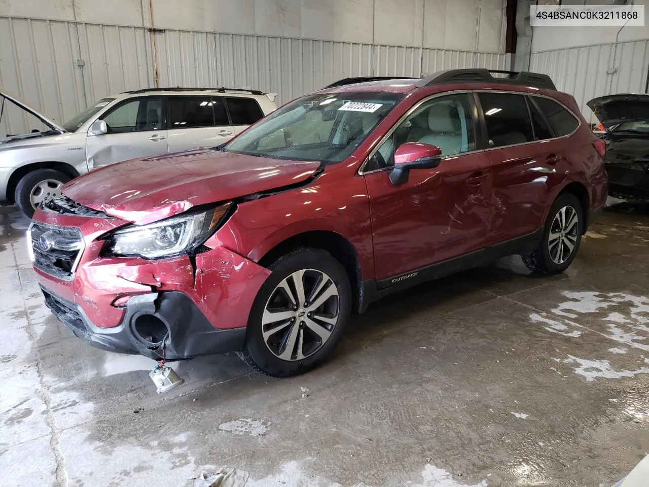 4S4BSANC0K3211868 2019 Subaru Outback 2.5I Limited