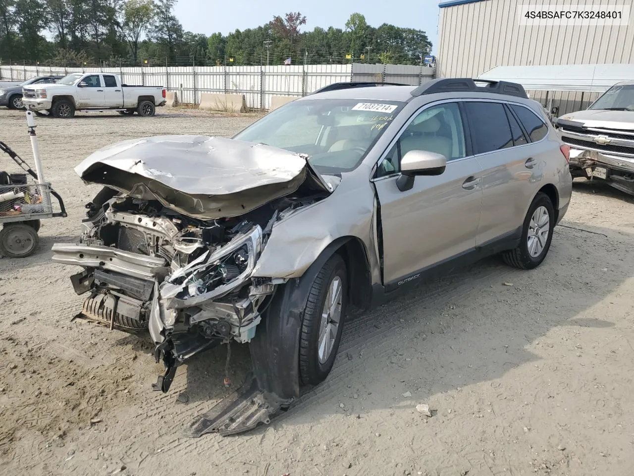 2019 Subaru Outback 2.5I Premium VIN: 4S4BSAFC7K3248401 Lot: 71037214