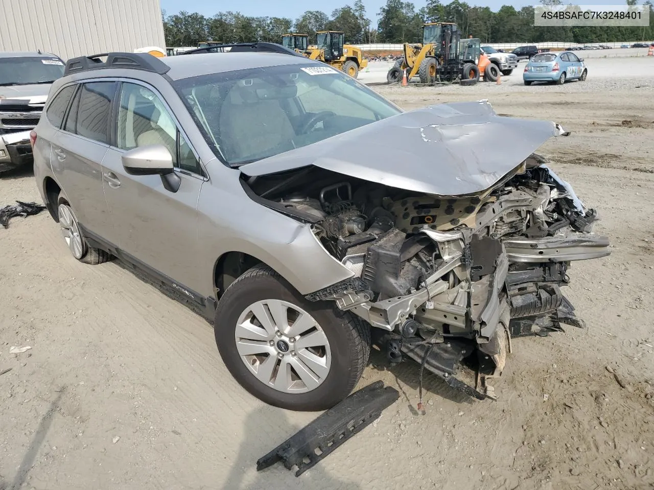 2019 Subaru Outback 2.5I Premium VIN: 4S4BSAFC7K3248401 Lot: 71037214