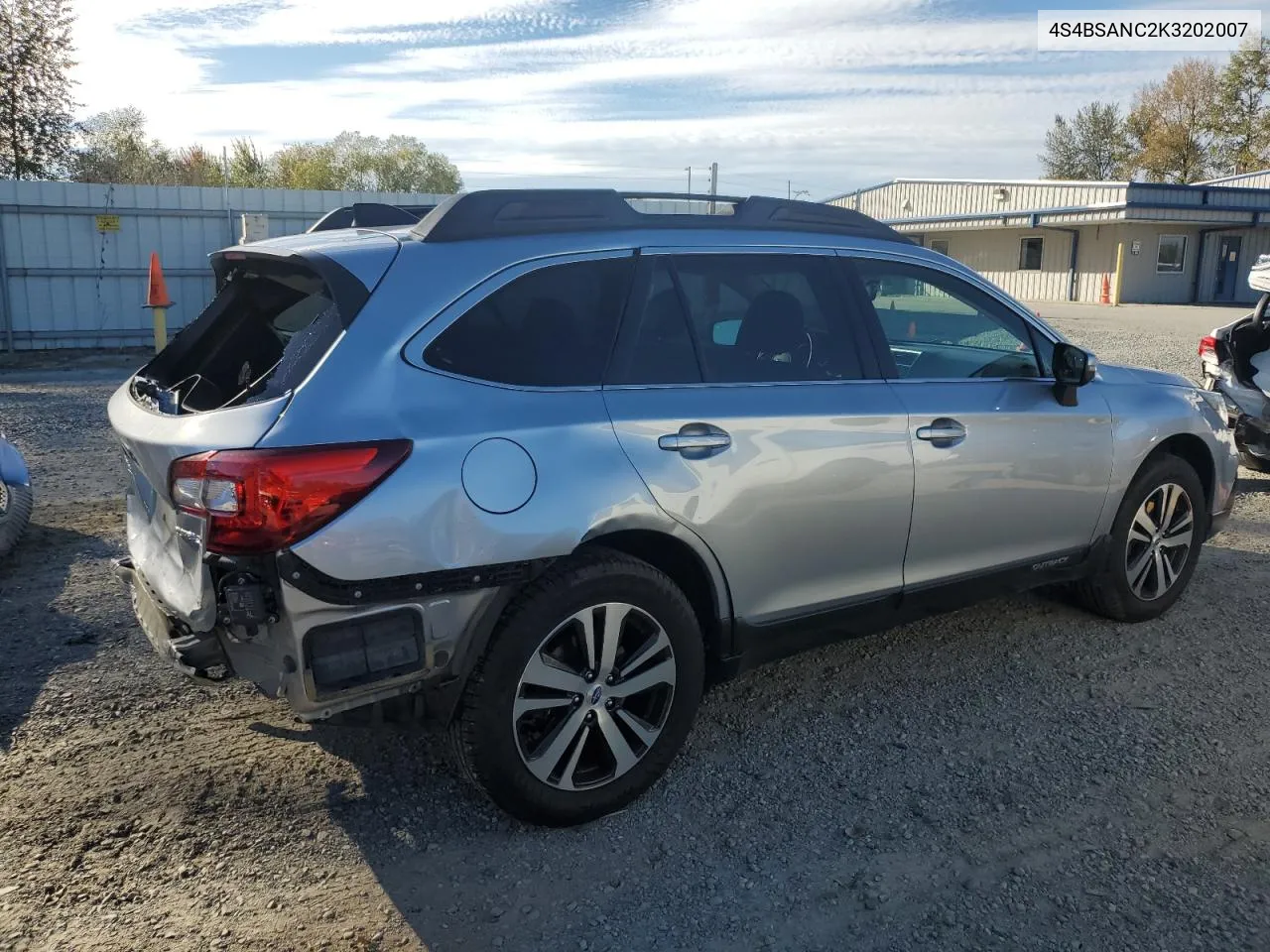 2019 Subaru Outback 2.5I Limited VIN: 4S4BSANC2K3202007 Lot: 73689074