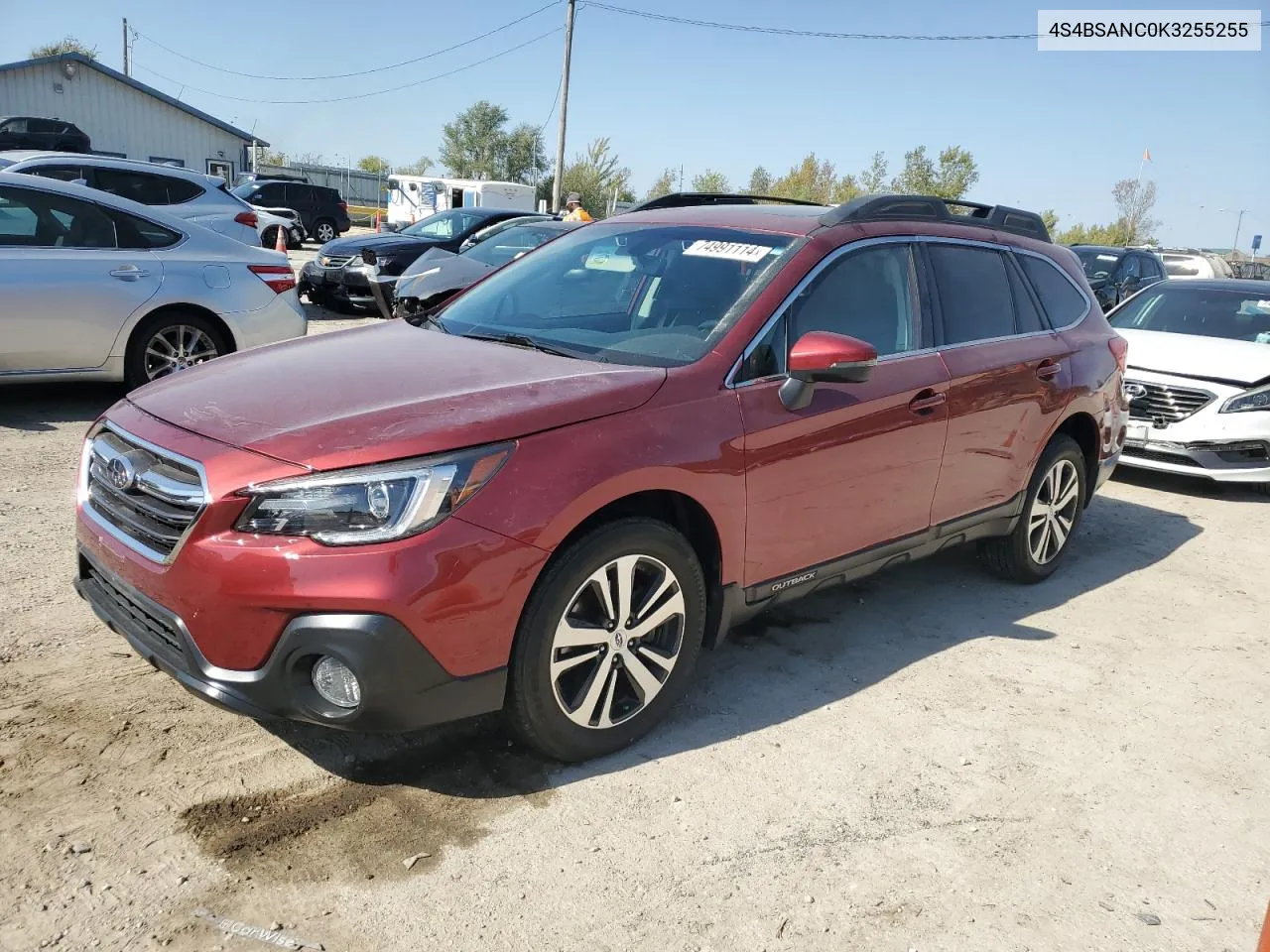 2019 Subaru Outback 2.5I Limited VIN: 4S4BSANC0K3255255 Lot: 74991114