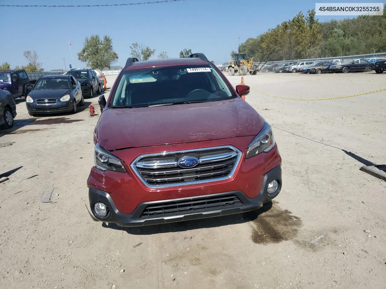 2019 Subaru Outback 2.5I Limited VIN: 4S4BSANC0K3255255 Lot: 74991114